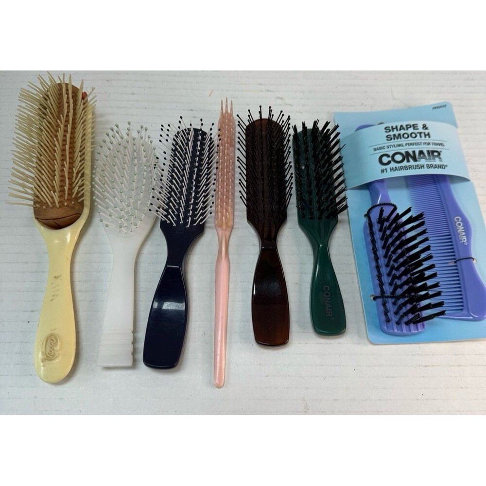 Lot of 7 Vintage Goody Estée Lauder Clinique Conair Hairbrushes Combs